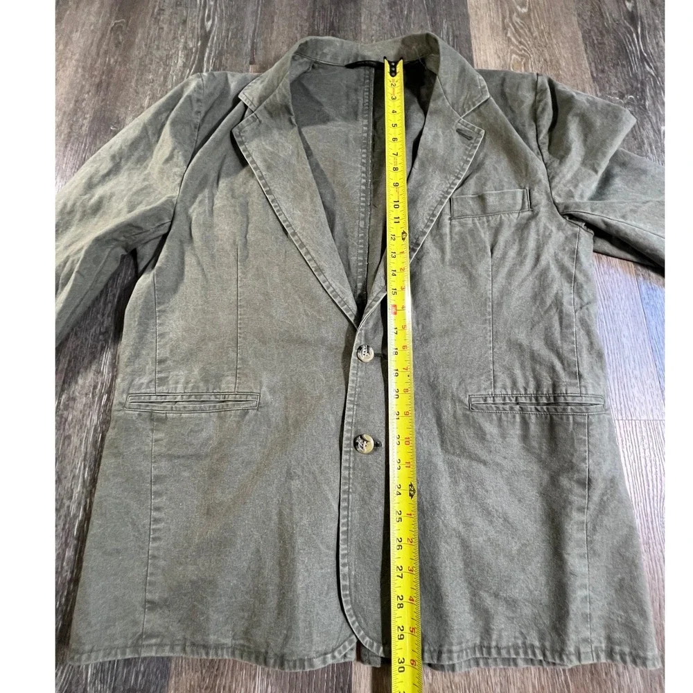 Members Only Blazer Jacket Mens 42R Olive Green Cotton Casual Two Button Coat